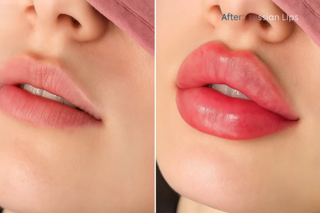 Russian lips before and after